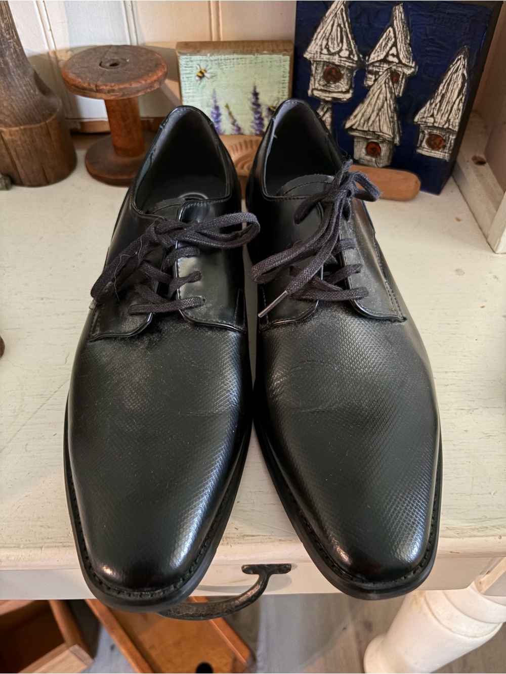 Calvin Klein Men's Black Leather Lace-Up Dress Shoes
